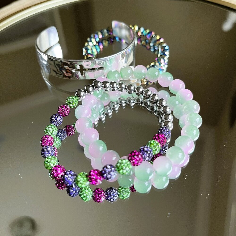 Rustic Cuff Set Four Stackable Bracelets Set Faith - image 2